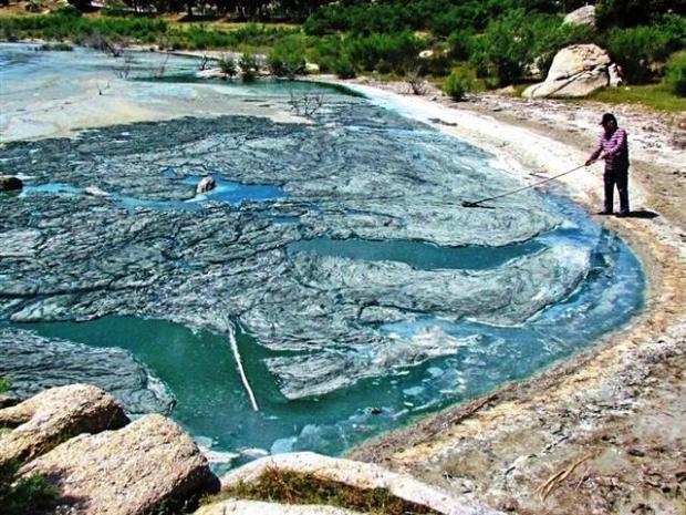 Yeşile dönen Bafa Gölü köpürdü galerisi resim 3