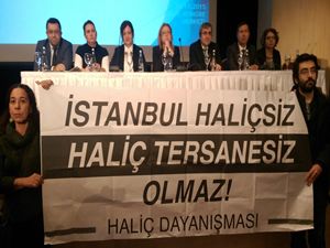 Haliçport toplantısında protesto