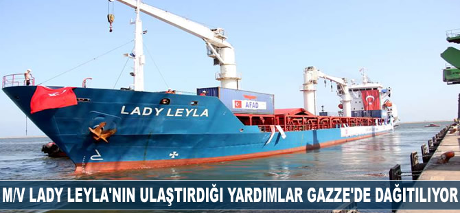 M/V Lady Leyla ile gönderilen yardımlar Gazze'de dağıtılıyor