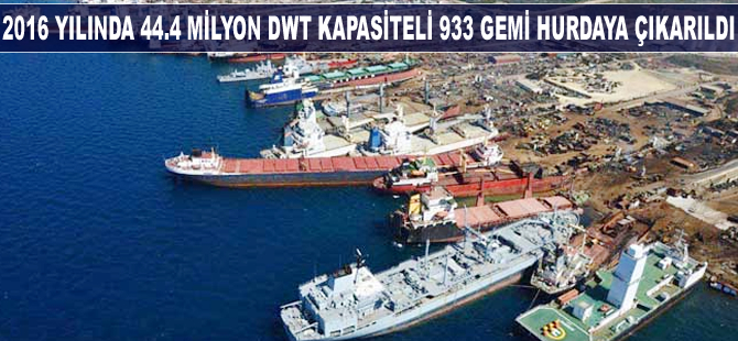 2016 yılında 44.4 DTW kapasiteli 933 gemi hurdaya çıkarıldı