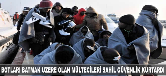 Botları batmak üzere olan göçmenleri Sahil Güvenlik kurtardı