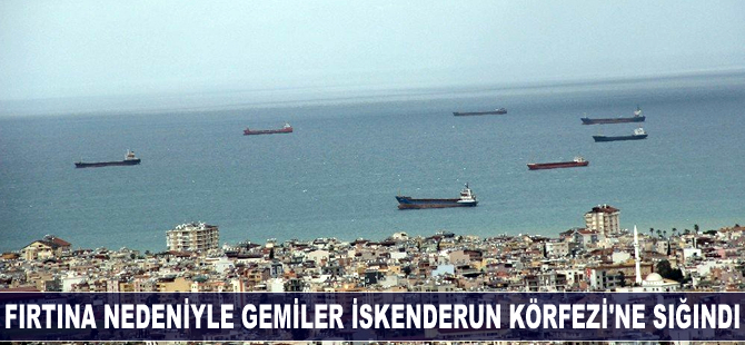 Fırtına nedeniyle gemiler İskenderun Körfezi'ne sığındı