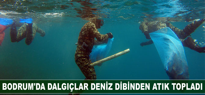 Bodrum'da dalgıçlar deniz dibinden atık topladı