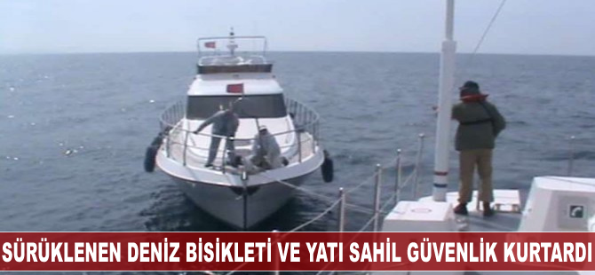 Denizde sürüklenen deniz bisikleti ve teknedekileri Sahil Güvenlik kurtardı