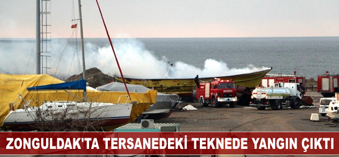 Zonguldak'ta tersanedeki teknede yangın çıktı