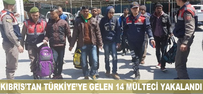 Kıbrıs’tan Türkiye’ye gelen 14 mülteci yakalandı