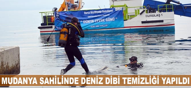 Mudanya sahilinde deniz dibi temizliği yapıldı