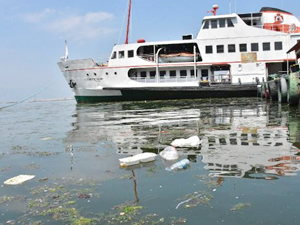 İzmir Kordon boyunda denizin kirliliği dikkat çekti