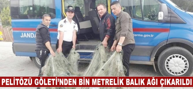 Pelitözü Göleti'nden bin metre uzunluğunda balık ağı çıkarıldı