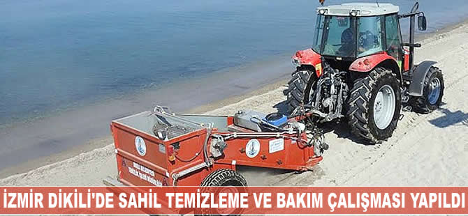 İzmir Dikili'de sahil temizleme ve bakım çalışması yapıldı