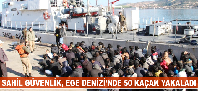 İzmir'den lastik botla Yunanistan'a geçmeye çalışan 50 kaçak yakalandı