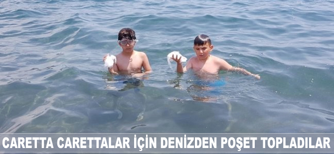 Caretta carettalar için öğrenciler deniz dibinden poşet çıkardı