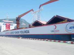 "Umudu Ol" gemisi Yemen için gıda sevkiyatına başladı