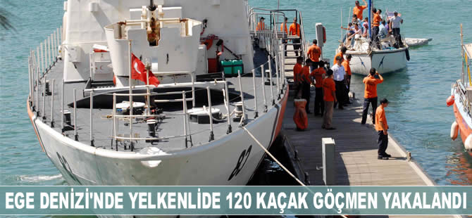 Ege Denizi'nde bir yelkenlide 120 kaçak göçmen yakalandı