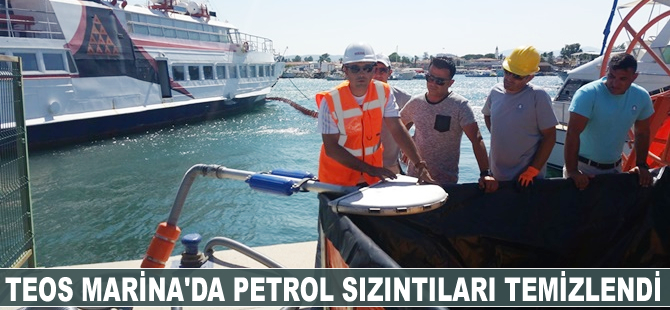 Teos Marina’da yapılan tatbikatla deniz yüzeyindeki petrol sızıntıları temizlendi