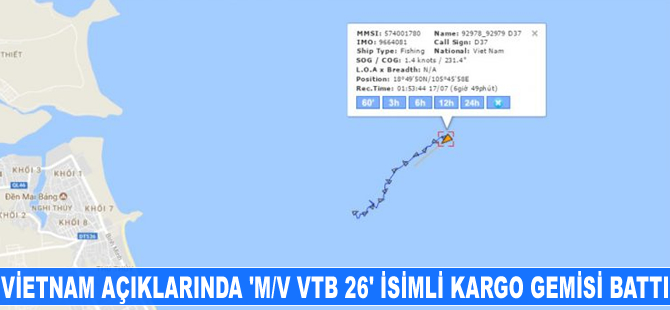 Vietnam açıklarında 'M/V VTB 26' isimli kargo gemisi battı