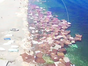 Deniz üzerindeki suntalar drone ile görüntülendi