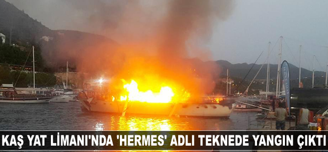 Kaş Yat Limanı'nda 'Hermes' adlı lüks teknede yangın çıktı