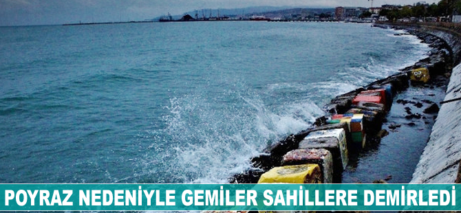 Poyraz nedeniyle gemiler sahillere demirledi