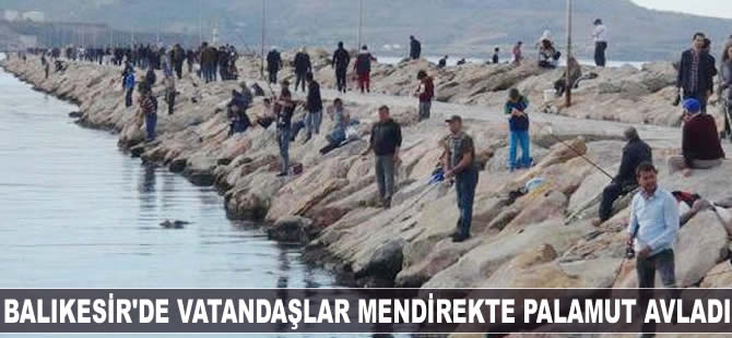 Balıkesir'de vatandaşlar mendirekte palamut avladı