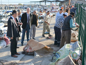 Kurşunlu Balıkçı Barınağı'nda temizlik çalışması başladı
