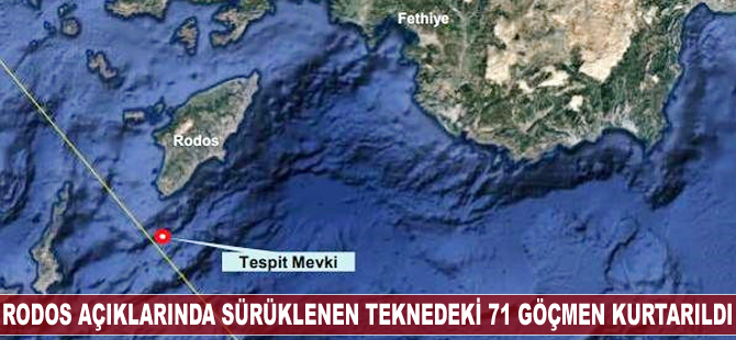 Rodos Adası açıklarında sürüklenen teknedeki 71 göçmen kurtarıldı