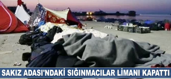 Sakız Adası'ndaki sığınmacılar limanı kapattı