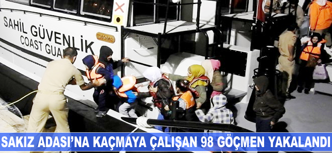 Sakız Adası'na kaçmaya çalışan 98 göçmen yakalandı