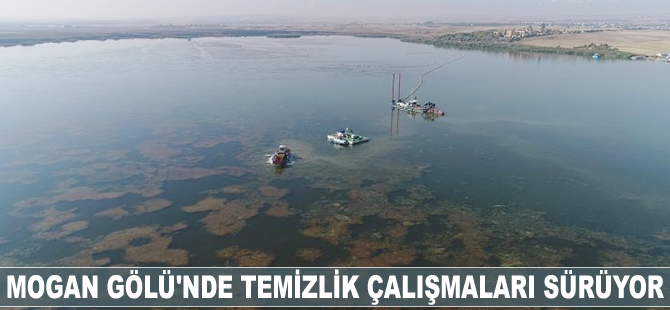 Mogan Gölü'nde temizlik çalışmaları sürüyor