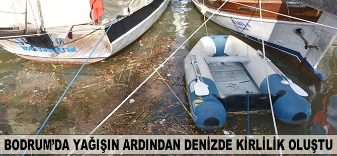 Bodrum'da yağışın ardından denizde kirlilik oluştu