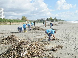 Alanya sahillerinde temizlik çalışması başlatıldı