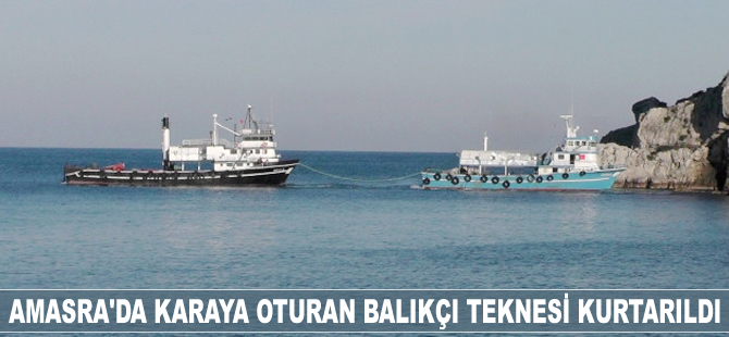 Amasra'da karaya oturan balıkçı teknesi kurtarıldı
