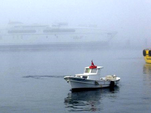 Bandırma'da balıkçılar sisin dağılmasını bekliyor
