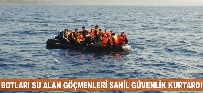 Botları su alan göçmenleri Sahil Güvenlik kurtardı