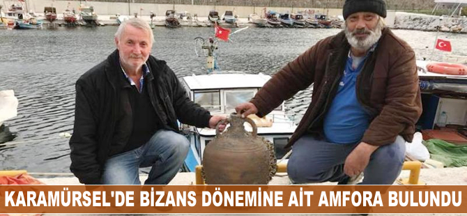 Karamürsel'de balıkçıların ağına Bizans dönemine ait amfora takıldı