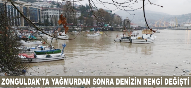 Zonguldak’ta yağmurdan sonra denizin rengi değişti