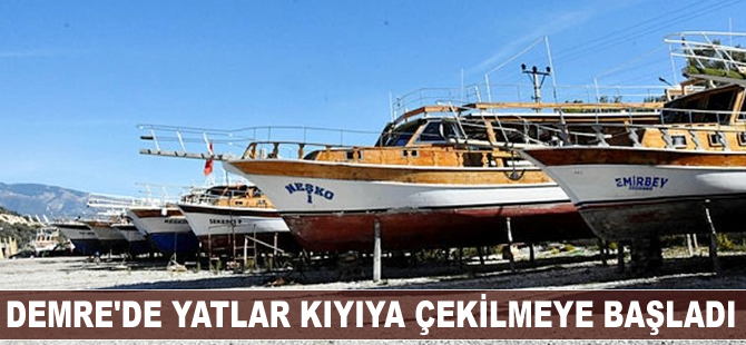 Demre'de yatlar kıyıya çekilmeye başladı