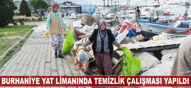 Burhaniye yat limanında temizlik çalışması yapıldı