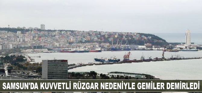 Samsun'da kuvvetli rüzgar nedeniyle gemiler limana demirledi