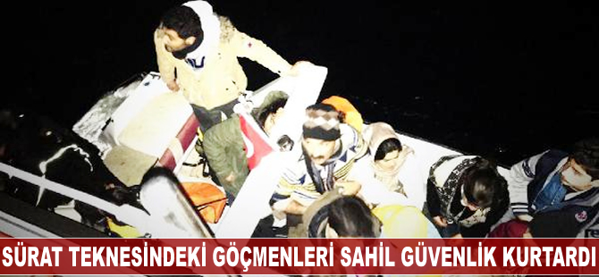 Sürat teknesindeki göçmenleri Sahil Güvenlik kurtardı