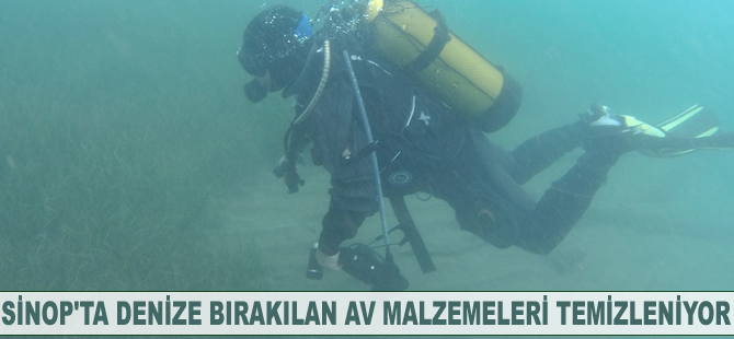 Sinop'ta denize bırakılan av malzemeleri temizleniyor