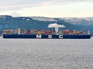 'MSC Trieste' isimli konteyner gemisi Çanakkale Boğazı'ndan geçti