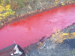 Daldykan Nehri kırmızı akmaya başladı
