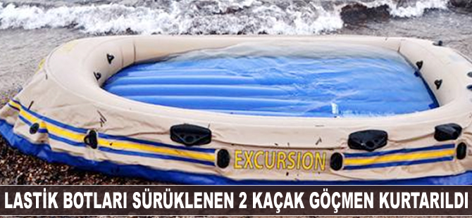 Bodrum’da lastik botları sürüklenen 2 kaçak göçmen kurtarıldı