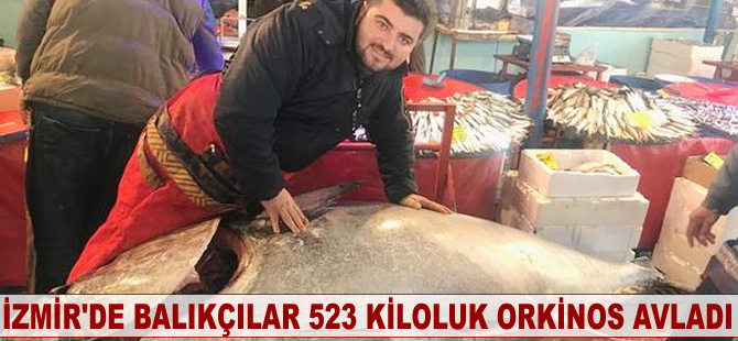 İzmir'de balıkçılar 523 kiloluk orkinos avladı