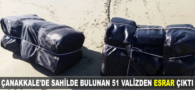 Çanakkale'de sahilde bulunan 51 valizden esrar çıktı