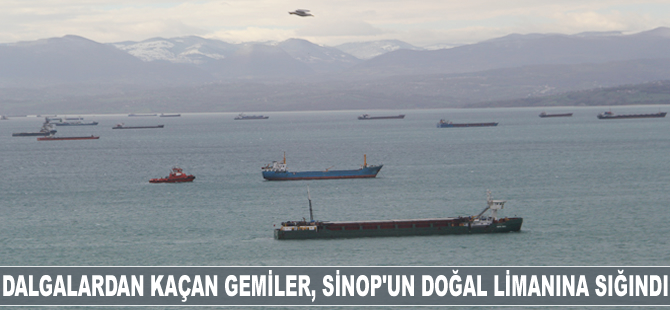 Dalgalardan kaçan gemiler, Sinop'un doğal limanına sığındı