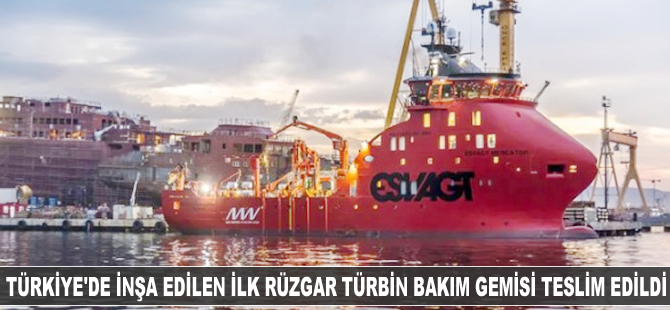 Türkiye'de inşa edilen ilk rüzgar türbin bakım gemisi teslim edildi