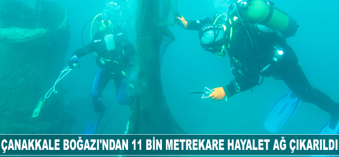 Çanakkale Boğazı'ndan 11 bin metrekare hayalet ağ çıkarıldı