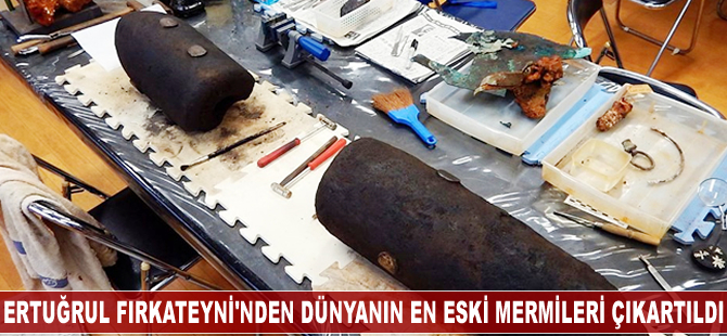 Ertuğrul Fırkateyni'nden dünyanın en eski mermileri çıkartıldı